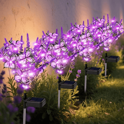 GardenGlow Lavender Butterfly Solar Stakes Yard Lights