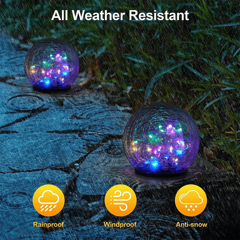 LumiGlobe Cracked Glass Solar Pathway Light Outdoor Waterproof Garden Lamp 1