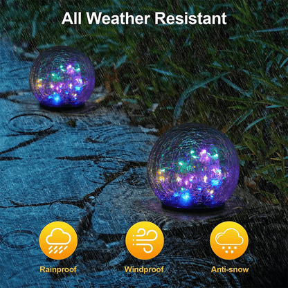 LumiGlobe Cracked Glass Solar Pathway Light Outdoor Waterproof Garden Lamp 1