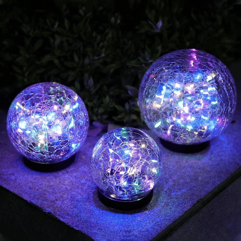 LumiGlobe Cracked Glass Solar Pathway Light Outdoor Waterproof Garden Lamp