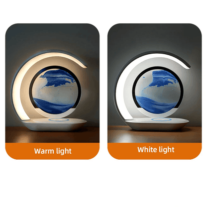 SandSilk Wireless Charging Hourglass Table Lamp  3D Quicksand Art Desktop Light 2