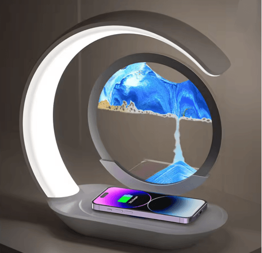 SandSilk Wireless Charging Hourglass Table Lamp  3D Quicksand Art Desktop Light 5