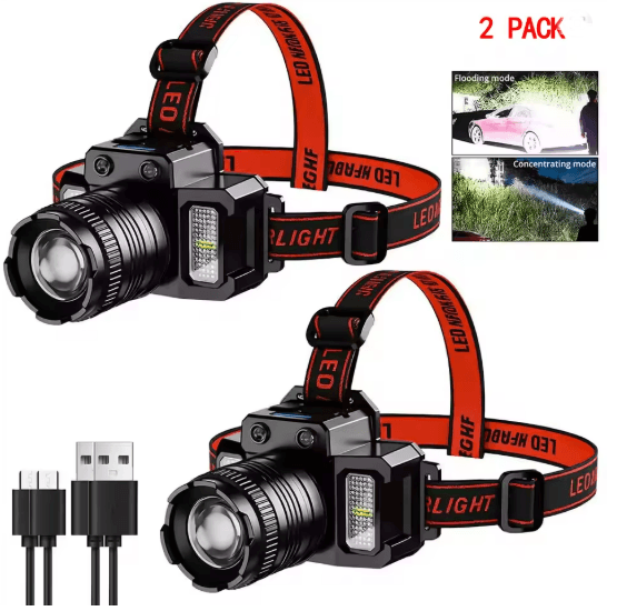 BrightBeam Smart Sensor USB Rechargeable LED Headlamp  Outdoor Zoom Head Torch 4