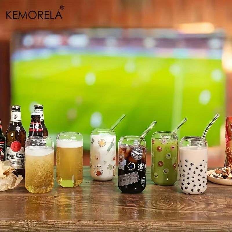 186oz Glass Cup With Lid And Straw For Bubble Tea Coffee And Milk Drinks 3