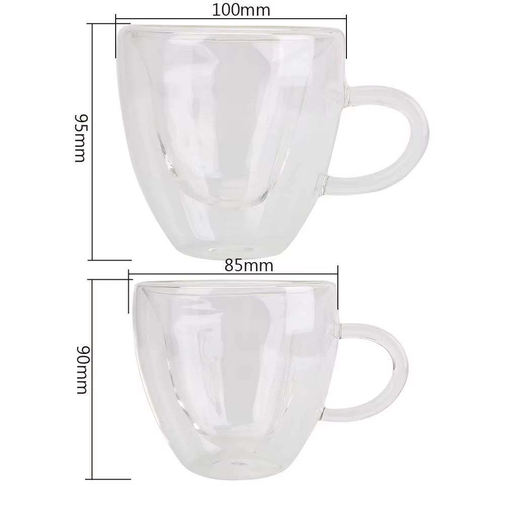Heart Shaped Double Wall Glass Mug Set For Couples Heat Resistant Coffee Tea Espresso Wine Cups 5