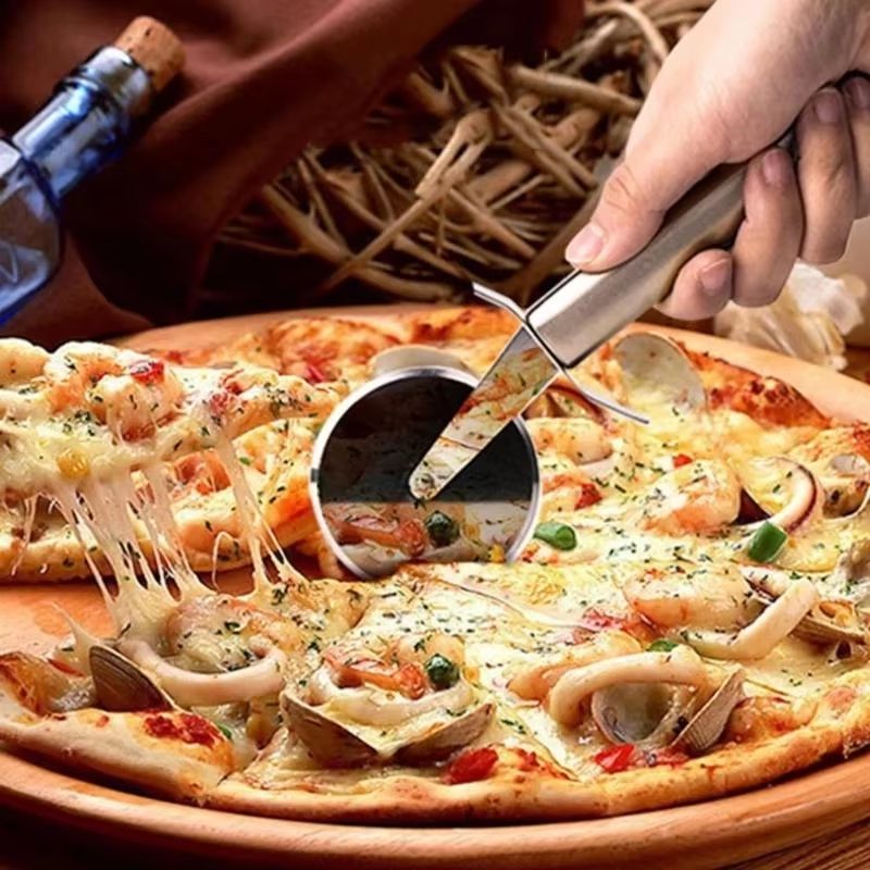 Stainless Steel Single Wheel Pizza Cutter Tool 6.5 cm (2.56 in) Diameter for Pizza Cake Waffle Cookie Cutting