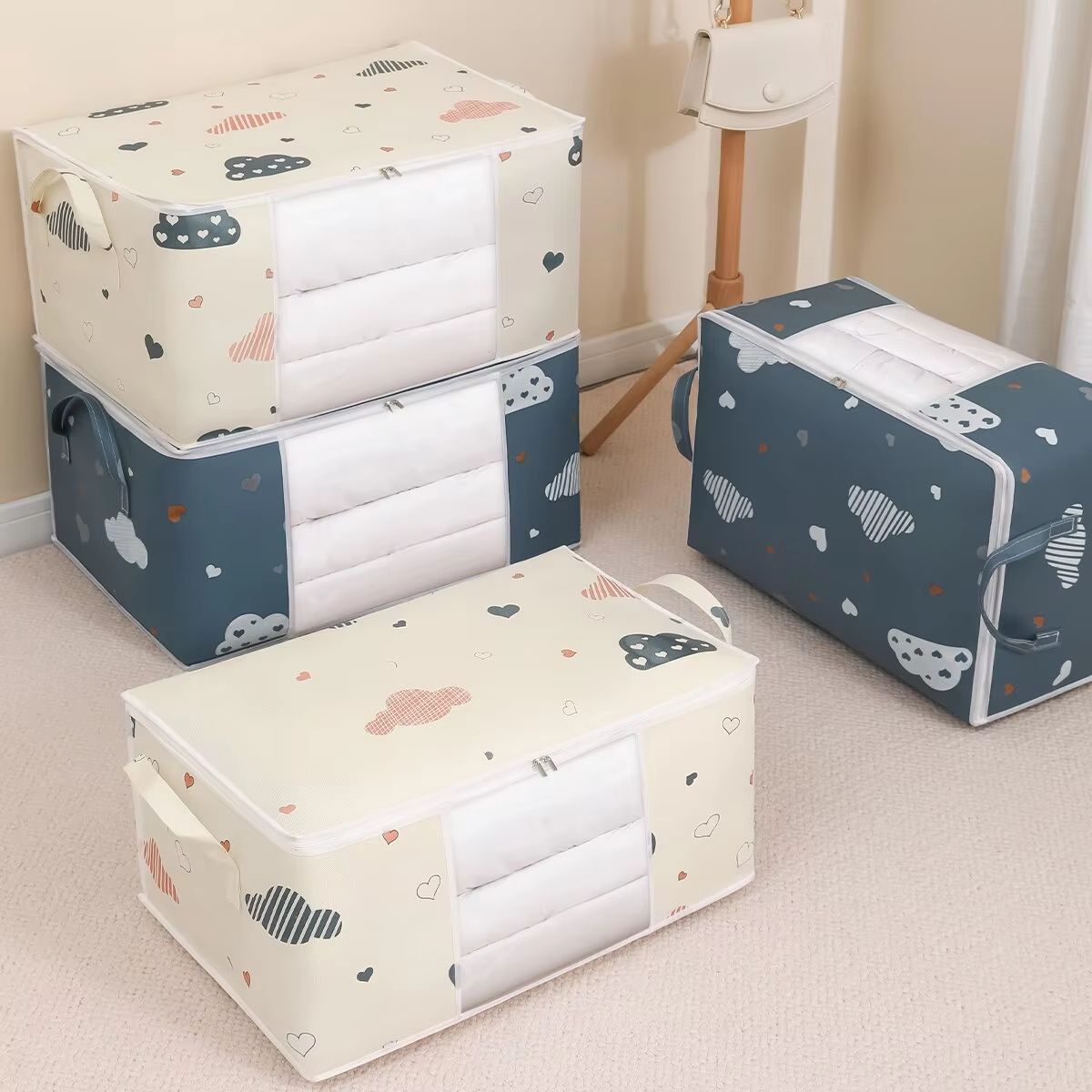 Large Capacity Clothes Storage Bag Organizer With Reinforced Handle For Blankets Bedding And Clothe 1