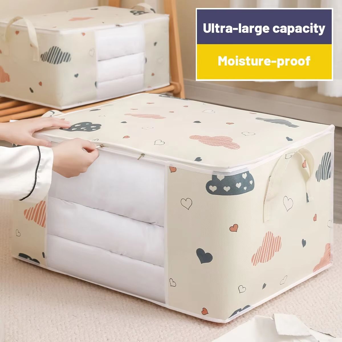 Large Capacity Clothes Storage Bag Organizer With Reinforced Handle For Blankets Bedding And Clothe 2