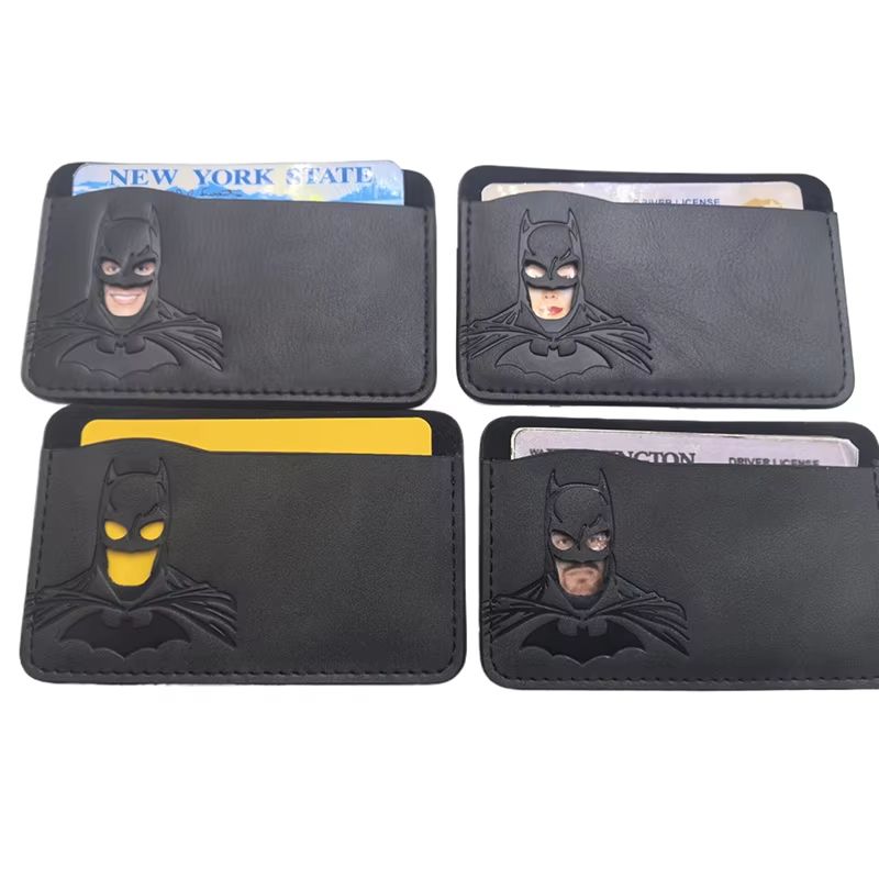 Leather Bat ID Wallet Superhero Mask Leather Card Holder Personalized Wallet Gift For Him Or Her