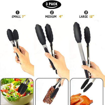 Silicone Kitchen BBQ Tongs Stainless Steel Cooking Tongs Locking Non Slip Food Tongs With Silicone  1