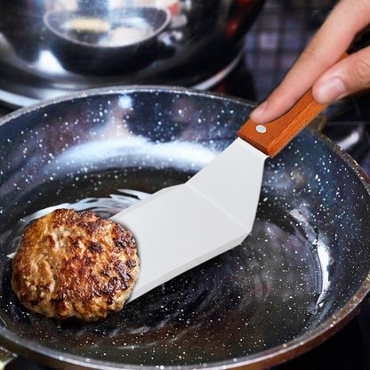 Stainless Steel Square Head Steak Cooking Spatula Wood Handle Pizza Shovel Pancake Beef Turner Scra 3