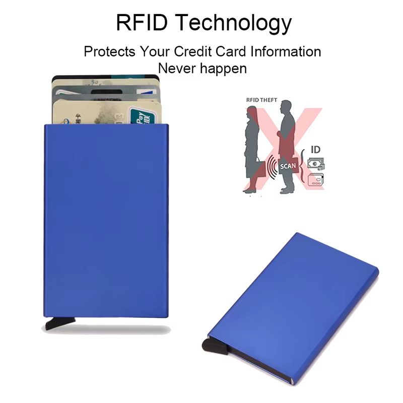 RFID Smart Wallet Minimalist Metal Wallet Slim Card Holder Pop Up Wallet For Men And Women 3