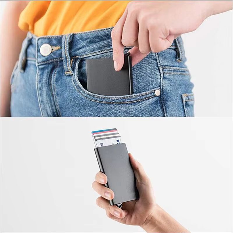 RFID Smart Wallet Minimalist Metal Wallet Slim Card Holder Pop Up Wallet For Men And Women 5