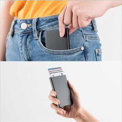 RFID Smart Wallet Minimalist Metal Wallet Slim Card Holder Pop Up Wallet For Men And Women 5
