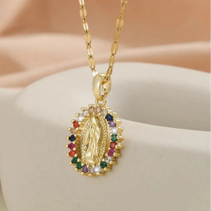 Gorgeous Women's All Sky Star Micro Inlaid Colorful Zircon Necklace, European and American Fashion Virgin