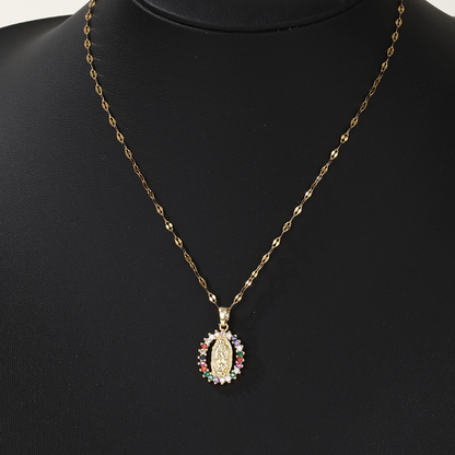 Gorgeous Women's All Sky Star Micro Inlaid Colorful Zircon Necklace, European and American Fashion Virgin
