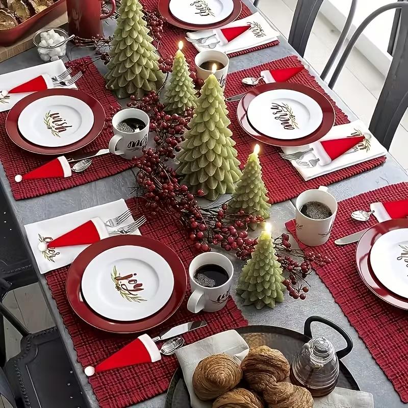 Fork Knife Cutlery Bag Christmas, Mini Christmas Hat Tableware Holders, New Year Party Home Table Decoration