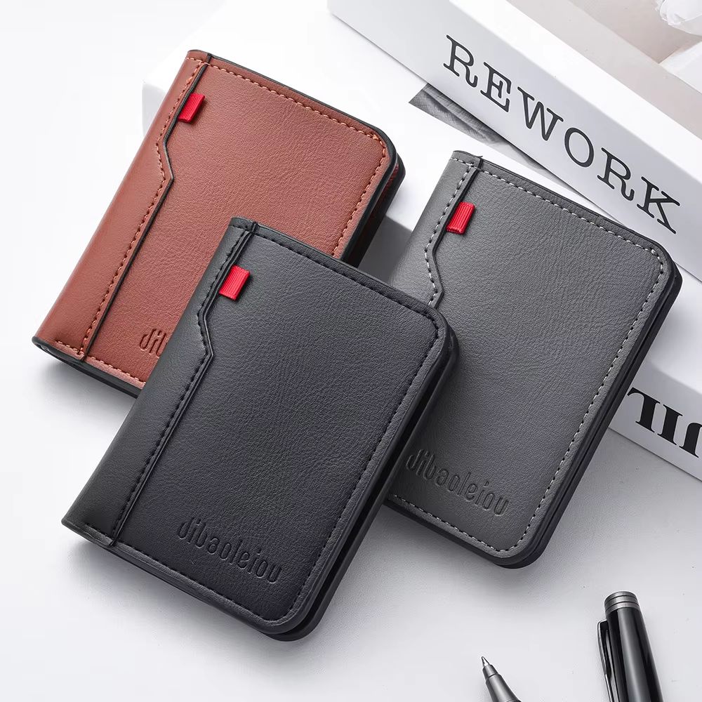 Ultra Thin Mini Soft PU Leather Credit Card Wallet Holder Short Vertical Mens Slim Wallet