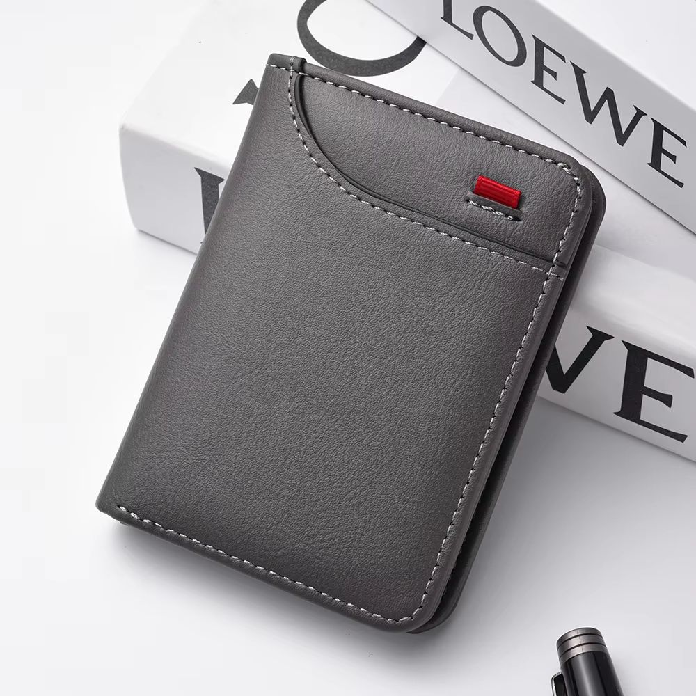 Ultra Thin Mini Soft PU Leather Credit Card Wallet Holder Short Vertical Mens Slim Wallet 13