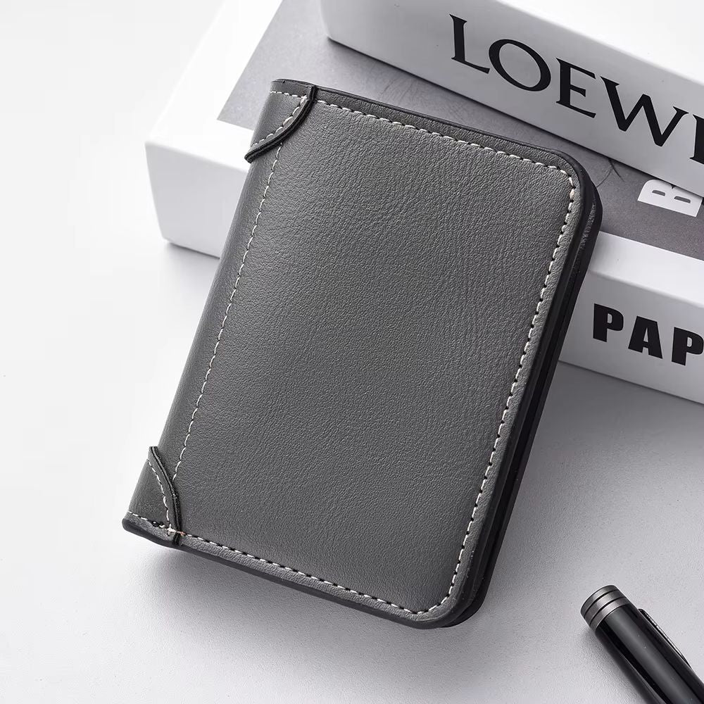Ultra Thin Mini Soft PU Leather Credit Card Wallet Holder Short Vertical Mens Slim Wallet 14