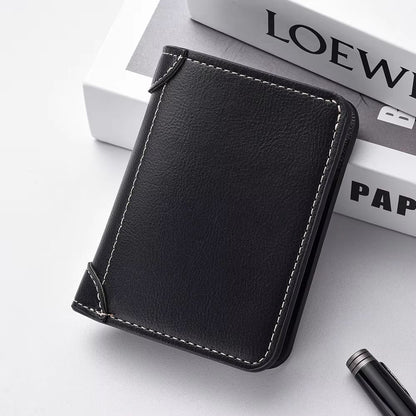 Ultra Thin Mini Soft PU Leather Credit Card Wallet Holder Short Vertical Mens Slim Wallet 15