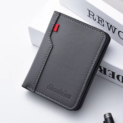 Ultra Thin Mini Soft PU Leather Credit Card Wallet Holder Short Vertical Mens Slim Wallet 6