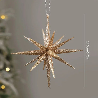 Glitter Star Xmas Tree Pendants Christmas Exploding Star Hanging Ornament Elegant Christmas Decorat 7