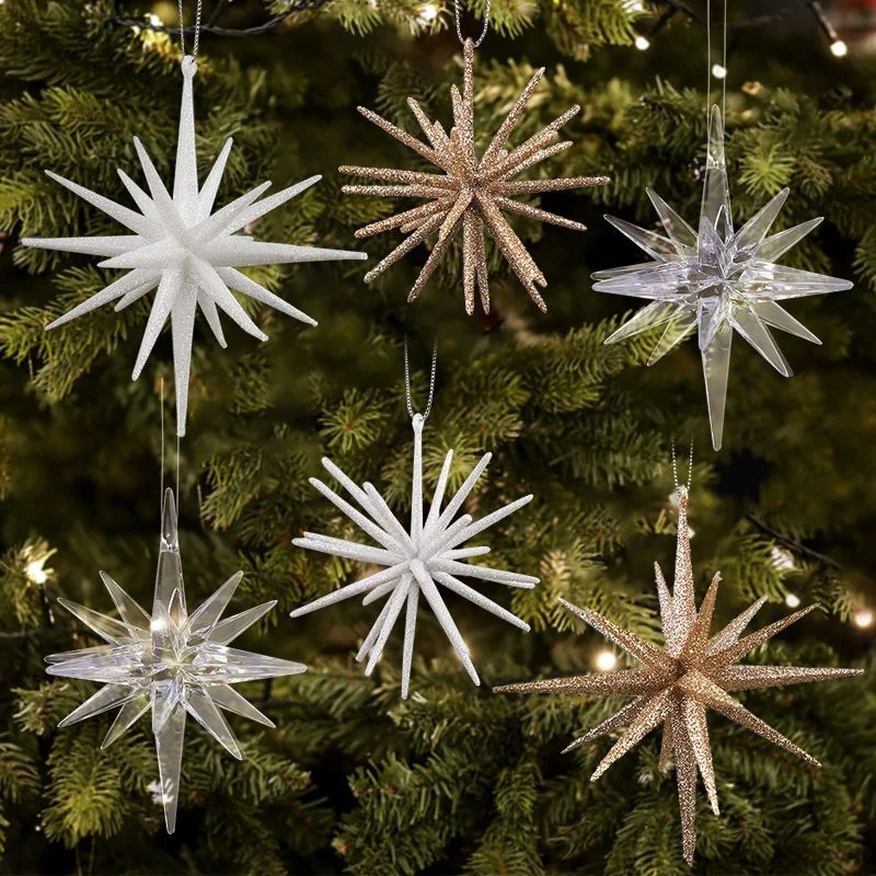 Glitter Star Xmas Tree Pendants, Christmas Exploding Star Hanging Ornament, Elegant Christmas Decoration for Home
