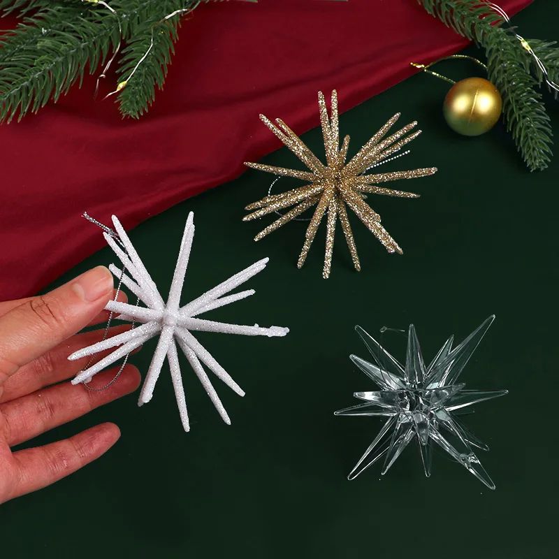 Glitter Star Xmas Tree Pendants Christmas Exploding Star Hanging Ornament Elegant Christmas Decorat 2