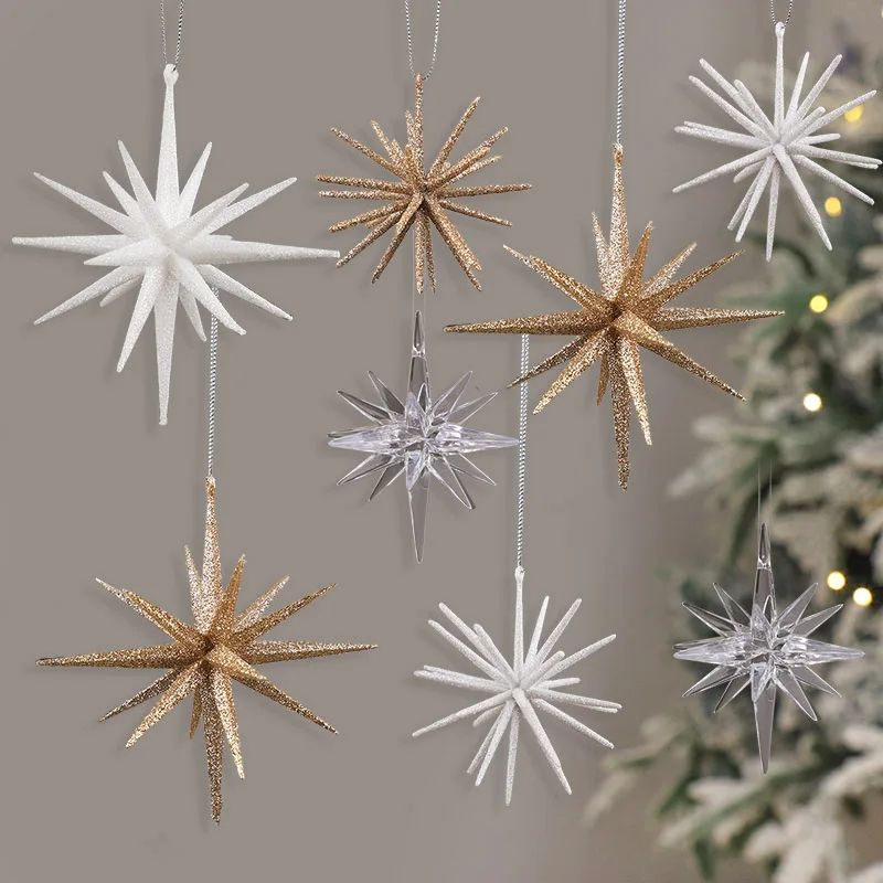 Glitter Star Xmas Tree Pendants Christmas Exploding Star Hanging Ornament Elegant Christmas Decorat 4