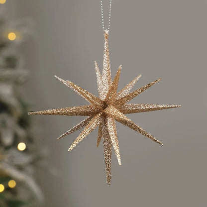 Glitter Star Xmas Tree Pendants Christmas Exploding Star Hanging Ornament Elegant Christmas Decorat 10