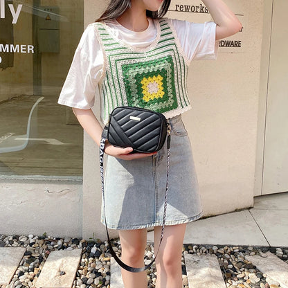 Leather Messenger Bag for Women, Fashion Small Crossbody Purse, Luxury Designer Zipper Handbag, Stylish Travel Should