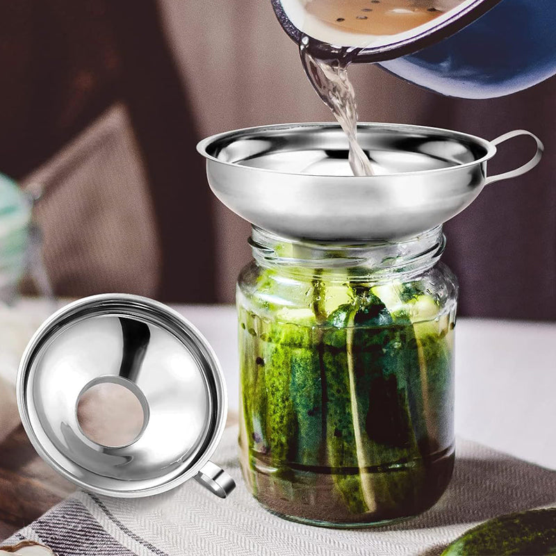 Stainless Steel Canning Funnel With Handle Wide And Regular Jar Funnel For Liquids Jams Oils Spices 3