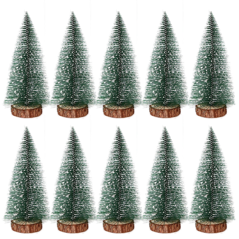 Snow Covered Mini Christmas Tree Decor, DIY Pine Ornaments, Festive Miniature Evergreen Trees for Home, Bar, and Holiday
