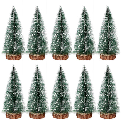 Snow Covered Mini Christmas Tree Decor DIY Pine Ornaments Festive Miniature Evergreen Trees For Hom 4