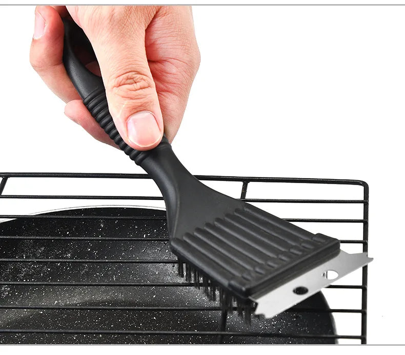 Barbecue Grill Brush, Steel Wire Bristles, Durable BBQ Cleaning Tool, Outdoor Home Cooking Gas Kit Accessory