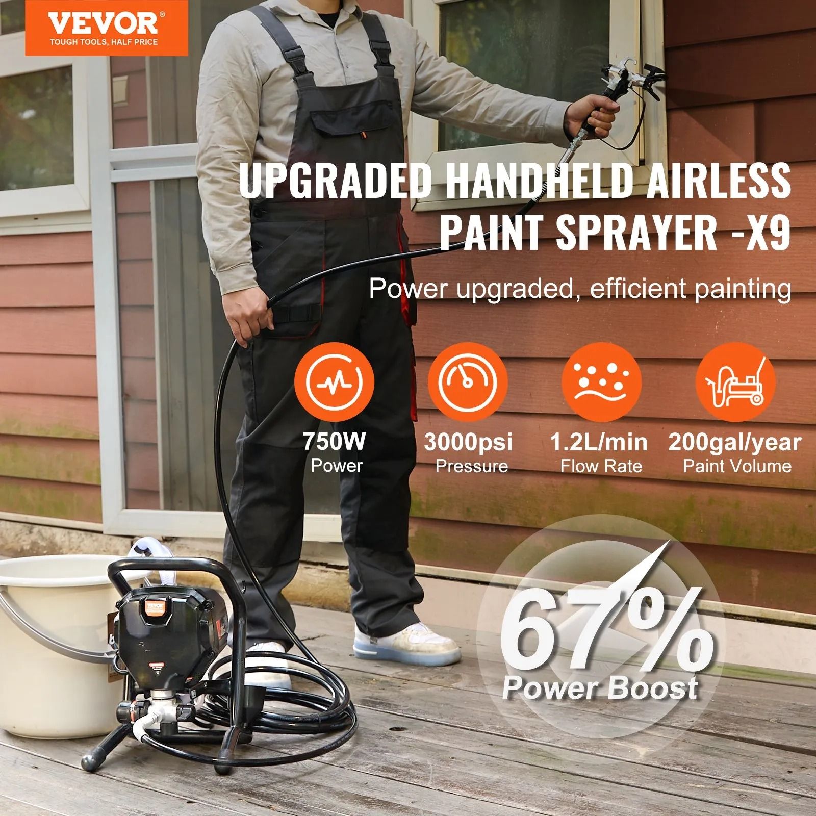 Electric Stand Airless Paint Sprayer High Efficiency Paint Gun Smooth And Fine Finish For Home Furn 1