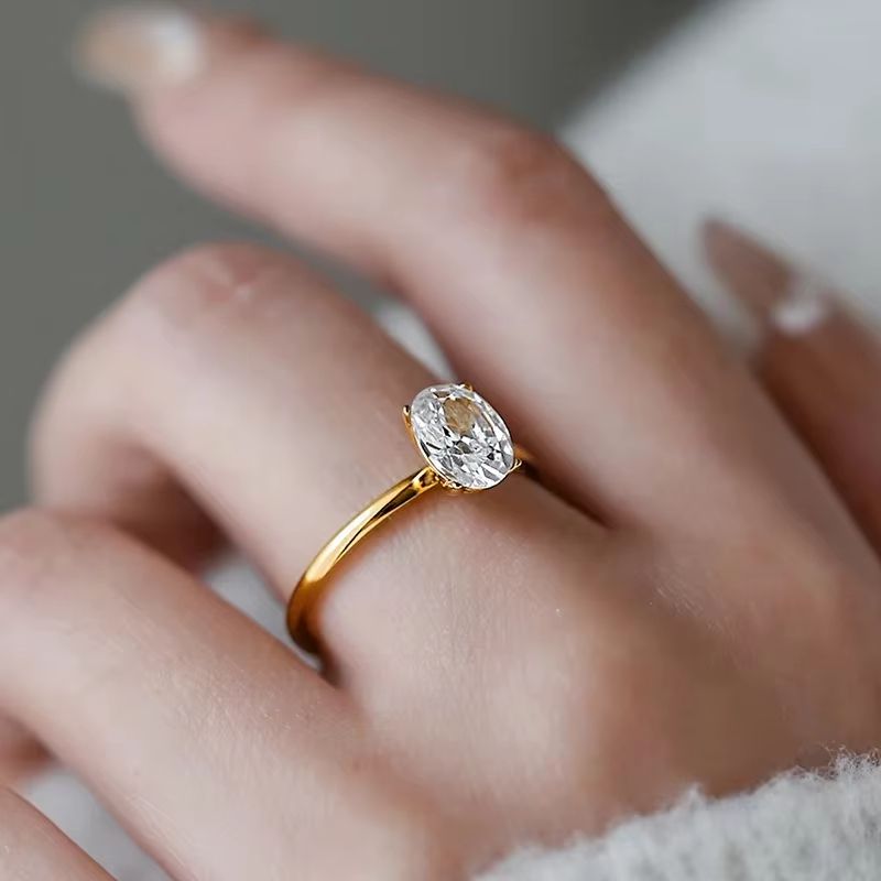 Gorgeous 925 Sterling Silver Oval Zircon Luxury Engagement Wedding Ring For Women 3