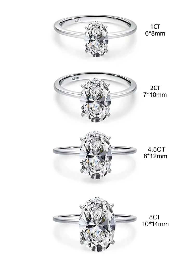 Gorgeous 925 Sterling Silver Oval Zircon Luxury Engagement Wedding Ring For Women 5