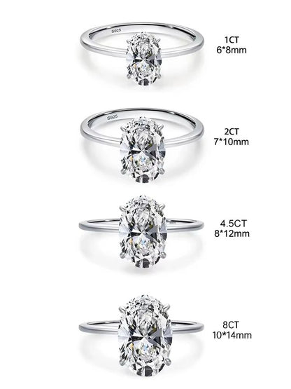 Gorgeous 925 Sterling Silver Oval Zircon Luxury Engagement Wedding Ring For Women 5