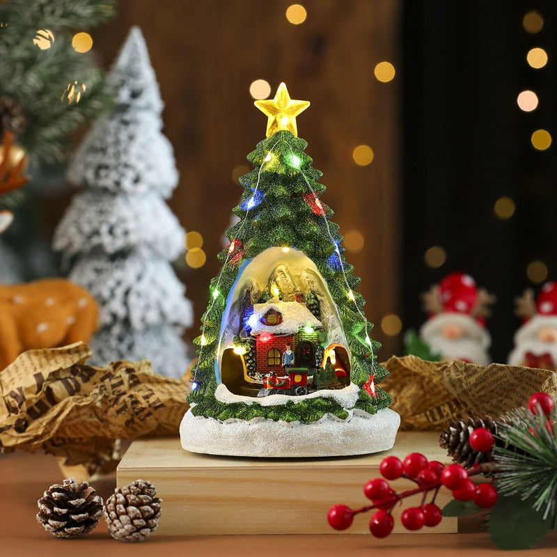 Christmas Tree Gingerbread Man Music Box LED Music Train Ornament Night Light Xmas New Year Decor G 2
