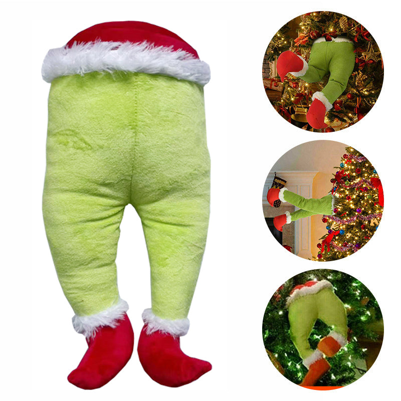 Green Red Santa Claus Legs Christmas Ornament, Winter Home Party Decor, Merry Xmas New Year Celebration Decoration Suppl