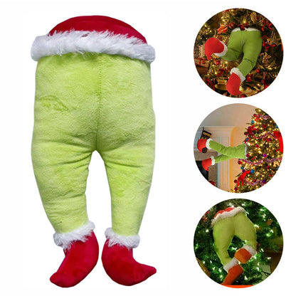 Green Red Santa Claus Legs Christmas Ornament, Winter Home Party Decor, Merry Xmas New Year Celebration Decoration Suppl