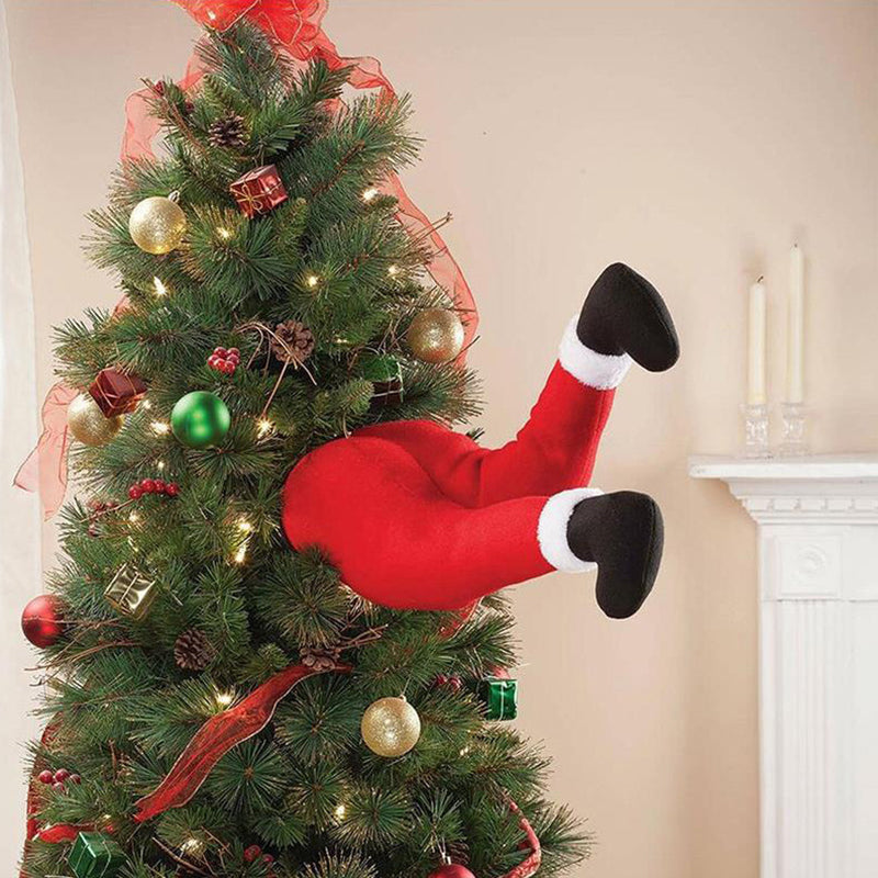 Green Red Santa Claus Legs Christmas Ornament, Winter Home Party Decor, Merry Xmas New Year Celebration Decoration Suppl