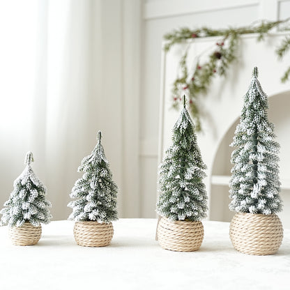 Mini Small Desktop Christmas Tree Ornament PE Flocked Small Tree Desktop Decoration Christmas Tree  1