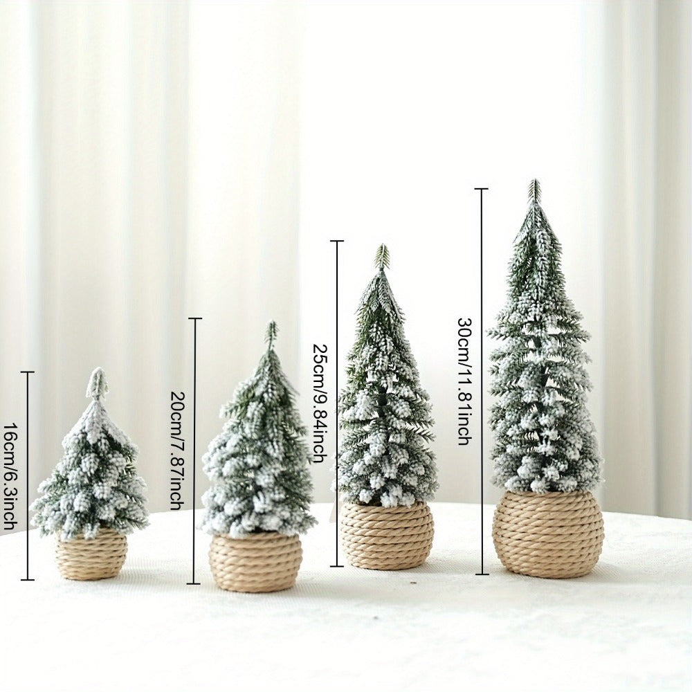 Mini Small Desktop Christmas Tree Ornament PE Flocked Small Tree Desktop Decoration Christmas Tree  2