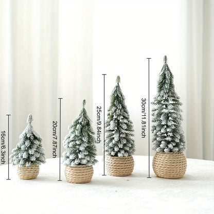Mini Small Desktop Christmas Tree Ornament PE Flocked Small Tree Desktop Decoration Christmas Tree  2