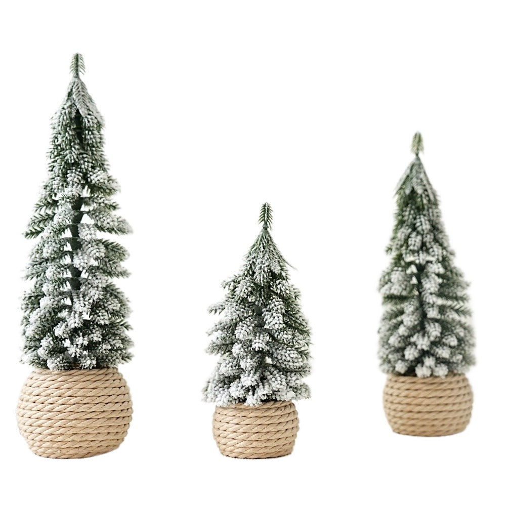 Mini Small Desktop Christmas Tree Ornament PE Flocked Small Tree Desktop Decoration Christmas Tree  4