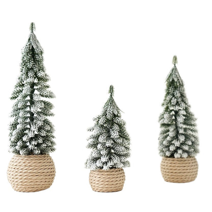 Mini Small Desktop Christmas Tree Ornament PE Flocked Small Tree Desktop Decoration Christmas Tree  4