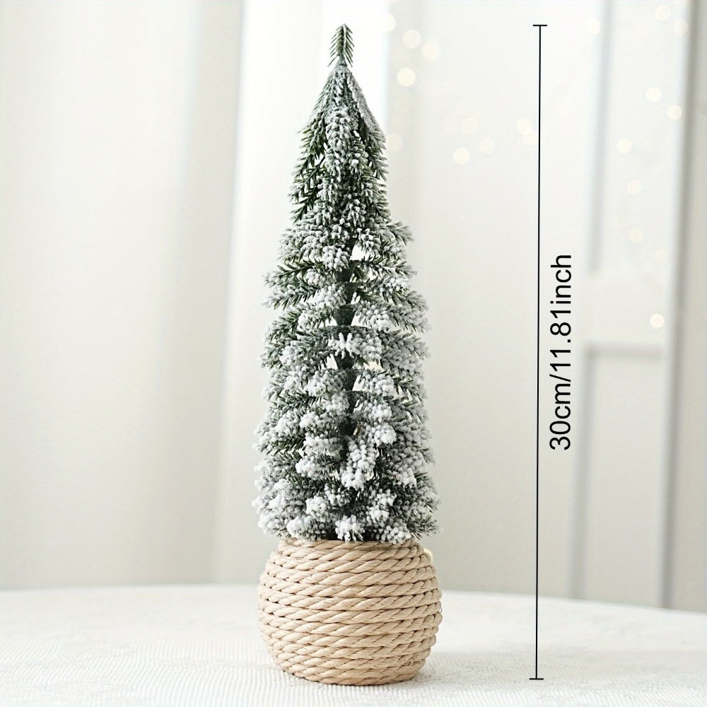 Mini Small Desktop Christmas Tree Ornament PE Flocked Small Tree Desktop Decoration Christmas Tree  9